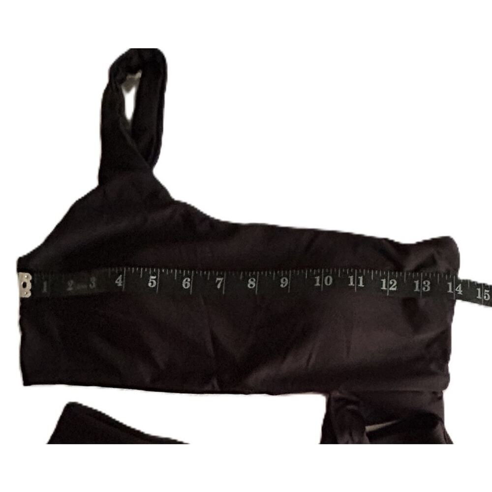 NWT MOOSLOVER Black 1 Shoulder High Waisted 2 Piece Bikini Tie High Cut *Medium - Picture 7 of 10